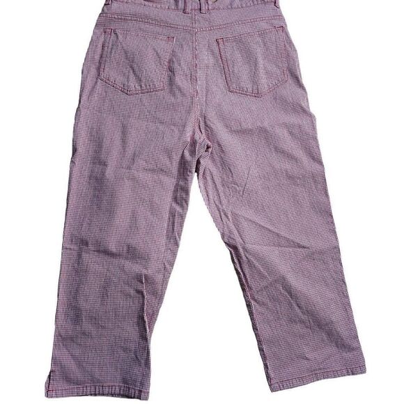 Vintage 90s Cropped Jeans Womens Size 12 Red Gingham Check Cowgirl Western Pinup - Picture 3 of 6